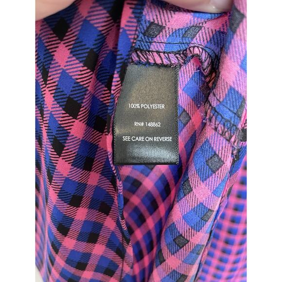 Torrid Modern Plaid Blouse Top Business Casual Size 2 2X 18-20 Pink Blue Black - Picture 7 of 7